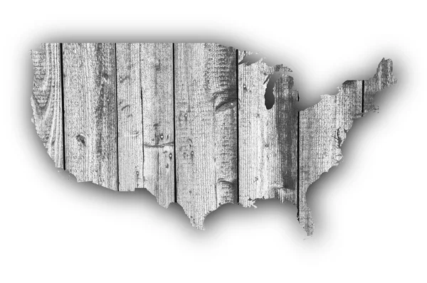 Mappa degli Stati Uniti sul legno intemperie — Foto Stock