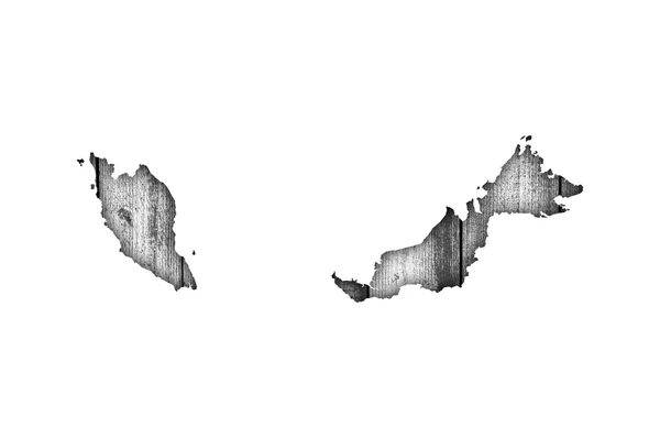 Carte de la Malaisie sur bois altéré — Photo