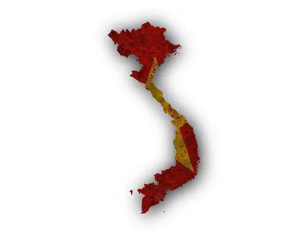Karta och flaggan i Vietnam på Rostig metall — Stockfoto