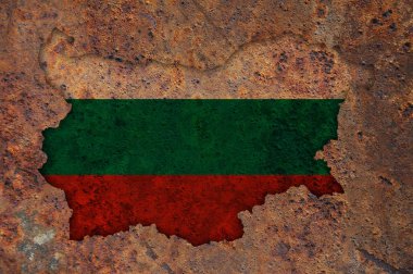 Harita ve paslı metal Bulgaristan bayrağı
