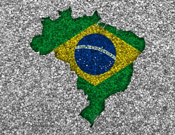 Map and flag of Brazil on poppy seeds — Stock Photo, Image