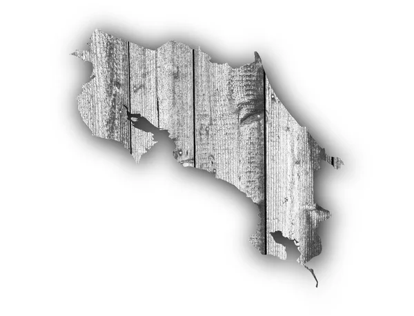 風化した木材にコスタリカの地図 — ストック写真