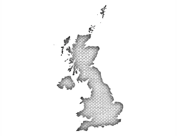 Karte von Großbritannien auf Leinen, — Stockfoto
