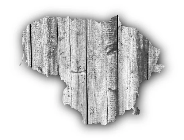 Map of Lithuania on weathered wood — Stock Photo, Image