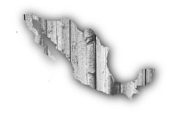 Map of Mexico on weathered wood — Stock Photo, Image