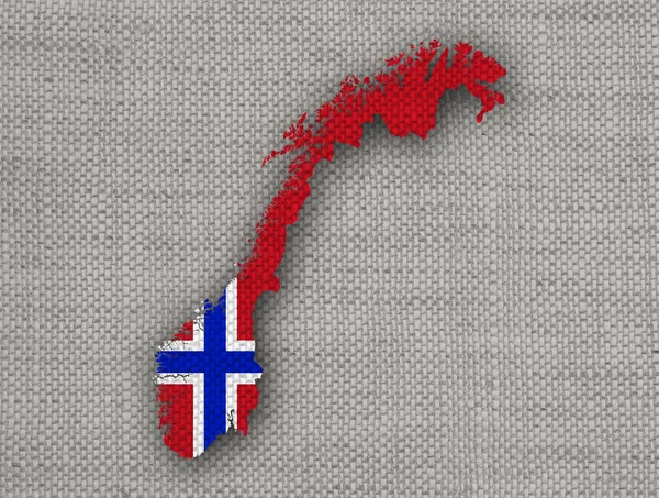 Harita ve keten Norveç bayrağı — Stok fotoğraf