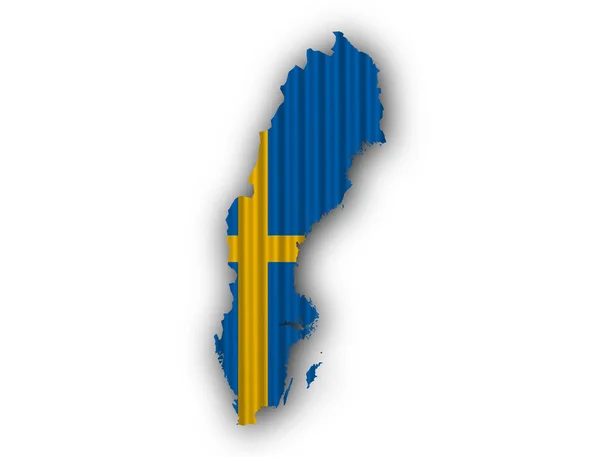 Mapa i bandera Szwecji — Zdjęcie stockowe
