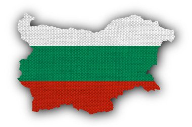Harita ve eski keten Bulgaristan bayrağı