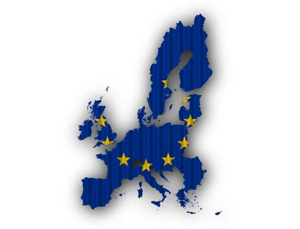 Map and flag of the EU on corrugated iron — Stock Photo, Image