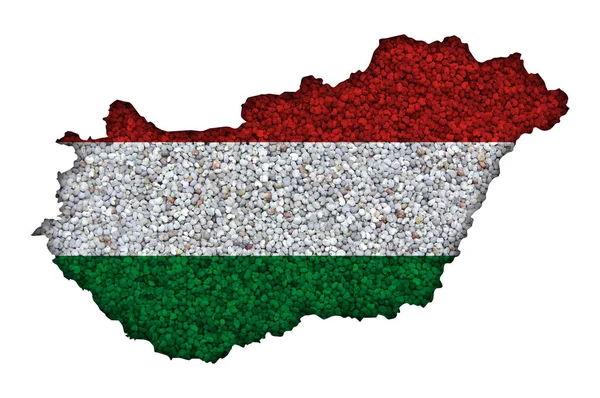 Térkép és a mák Magyarország zászlaja — Stock Fotó