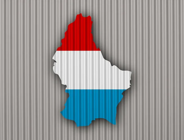 Map and flag of Luxembourg on corrugated iron — Stock Photo, Image