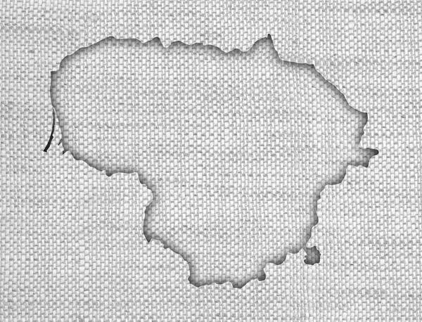 Carte de Lituanie sur vieux draps — Photo