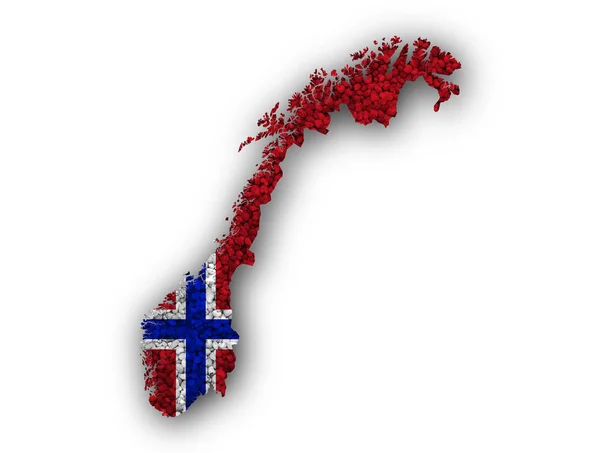 Карта і прапор Норвегії на Мак насіння — стокове фото
