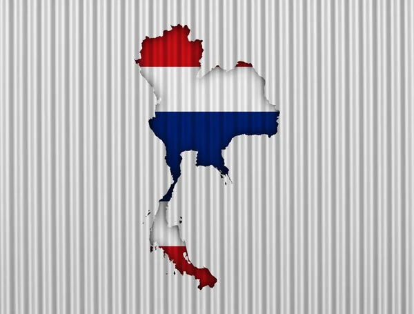 Map and flag of Thailand on corrugated iron — Stock Photo, Image