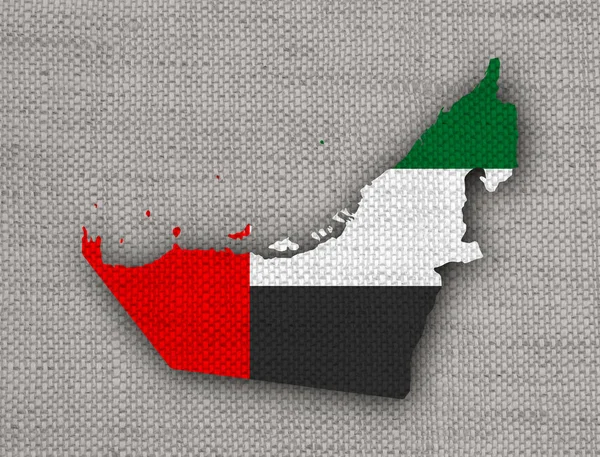 Mapy a vlajky Spojených arabských emirátů na staré povlečení — Stock fotografie