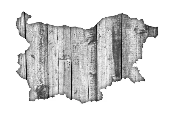 風化した木材にブルガリアの地図 — ストック写真