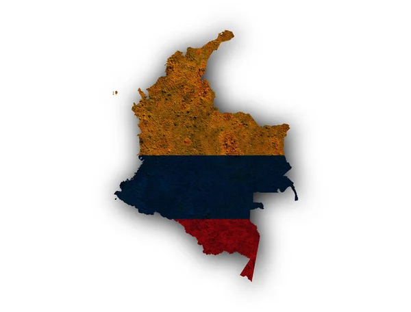 Mapa y bandera de Colombia sobre metal oxidado —  Fotos de Stock