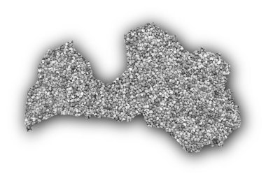 Letonya Haritası üzerinde haşhaş tohumu