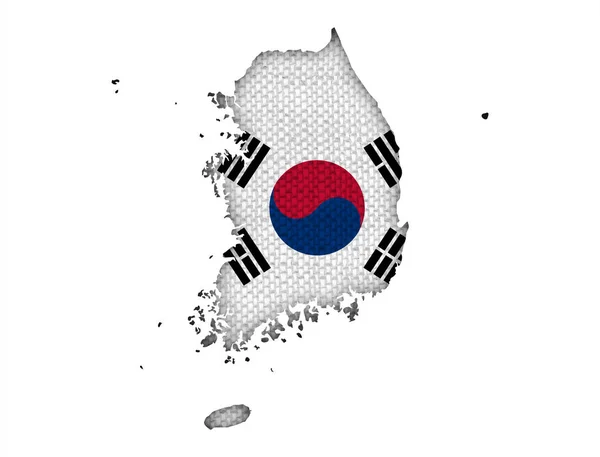 Map and flag of South Korea — Stock Photo, Image