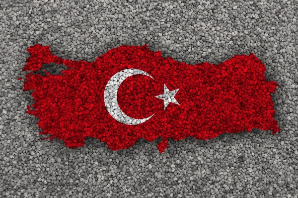 Peta dan bendera Turki pada biji poppy — Stok Foto