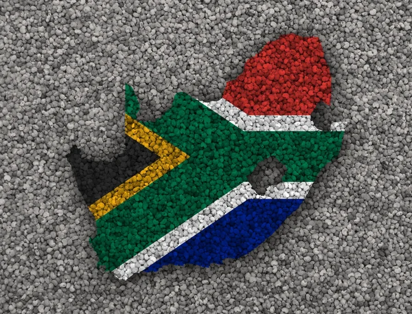 Mapa y bandera de Sudáfrica en semillas de amapola — Foto de Stock