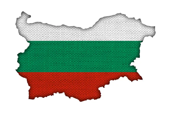 Mapa y bandera de Bulgaria en lino viejo —  Fotos de Stock