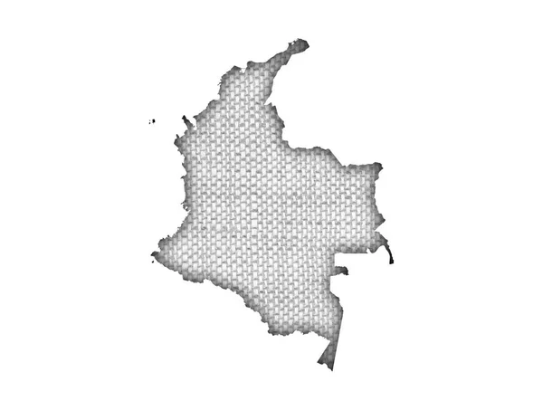 Mapa da Colômbia em linho velho — Fotografia de Stock