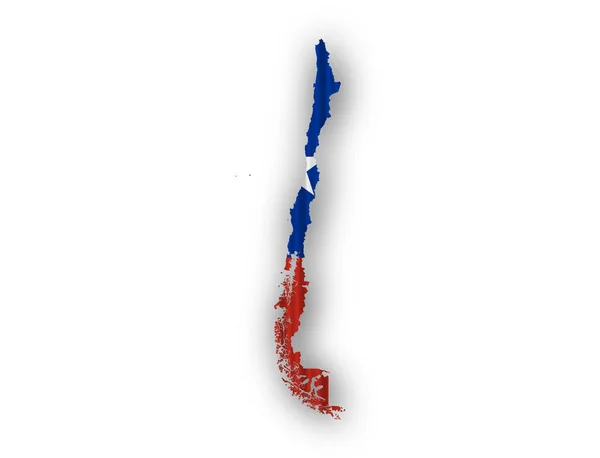 Mapa y bandera de Chile sobre hierro ondulado — Foto de Stock