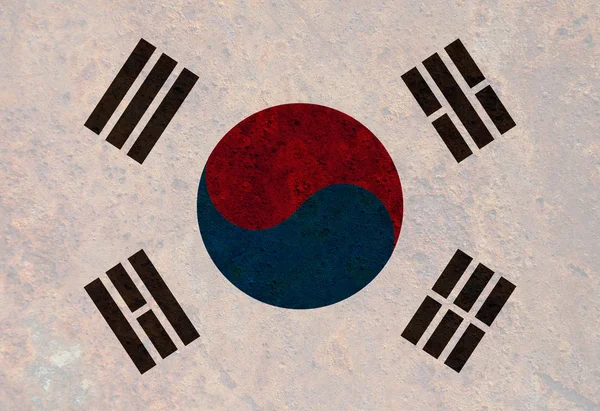 Vlajka Jižní Koreje na rezavý kov — Stock fotografie