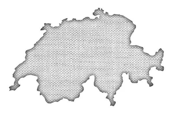 Карта Швейцарии на старом постельном белье — стоковое фото