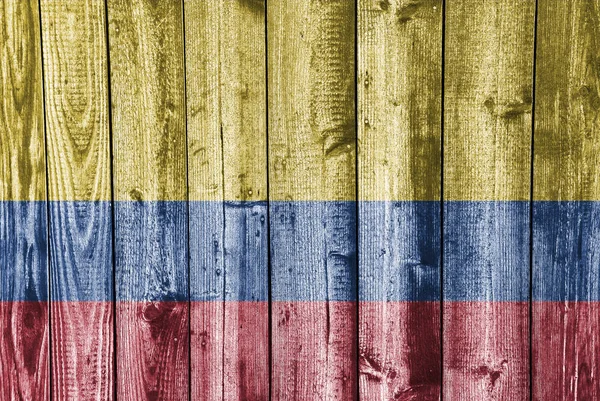 Bandera de Colombia sobre madera envejecida — Foto de Stock