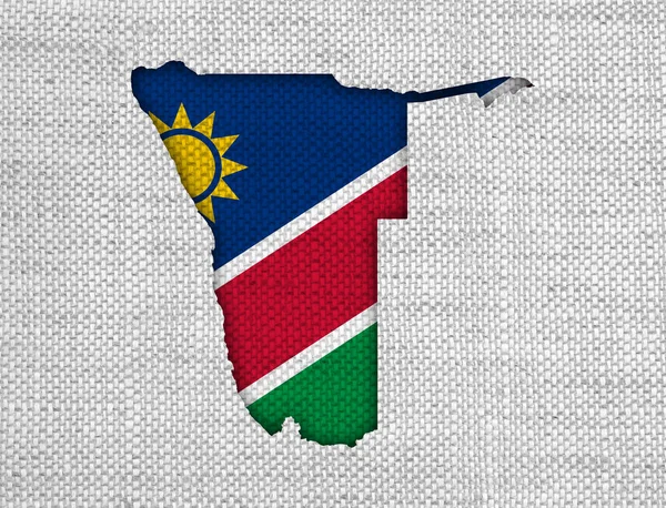 Map and flag of Namibia on old linen — Stock Photo, Image