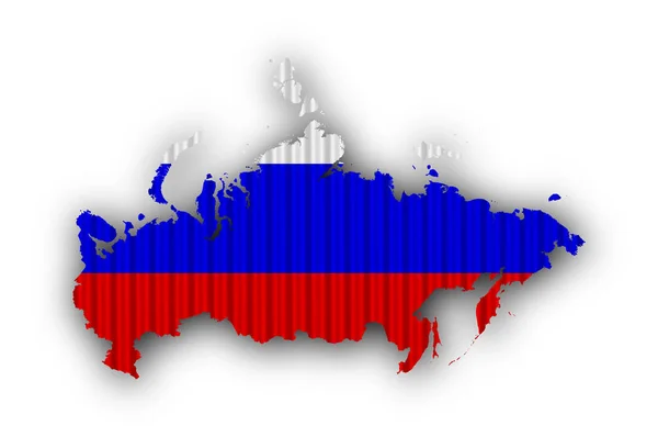 Karta och flaggan av Ryssland på korrugerad — Stockfoto