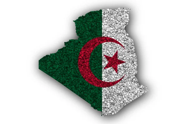 Χάρτης και σημαία της Αλγερίας σχετικά με παπαρουνόσπορο — Φωτογραφία Αρχείου