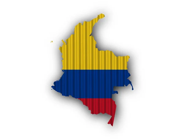 Karta och flaggan i Colombia på korrugerad — Stockfoto