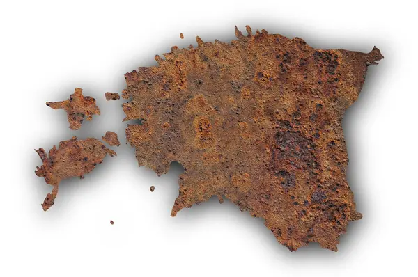 Mapa de Estonia en metal oxidado — Foto de Stock