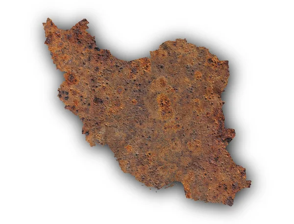 Mapa de Irán en metal oxidado — Foto de Stock