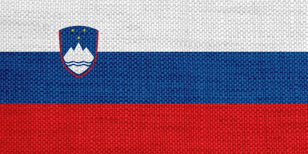 Bandeira da Eslovénia em linho velho — Fotografia de Stock