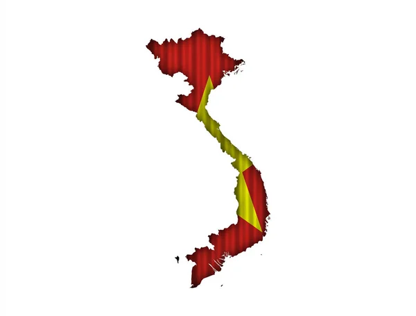 Карта и флаг Вьетнама на гофрированном железе — стоковое фото