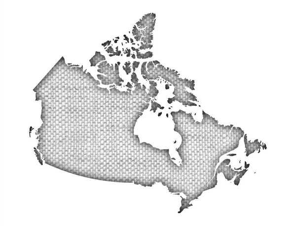 Mapa do Canadá em linho velho — Fotografia de Stock