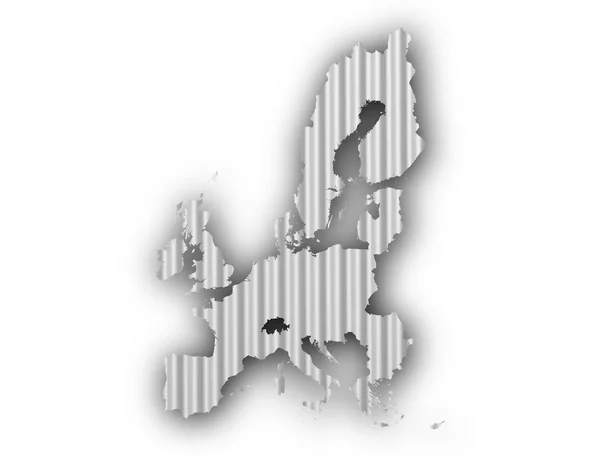 Mapa da UE sobre o ferro ondulado — Fotografia de Stock