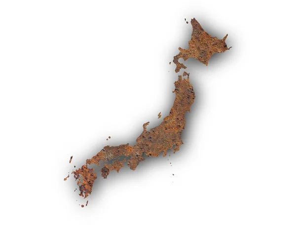 Map of Japan on rusty metal — Stock Photo, Image