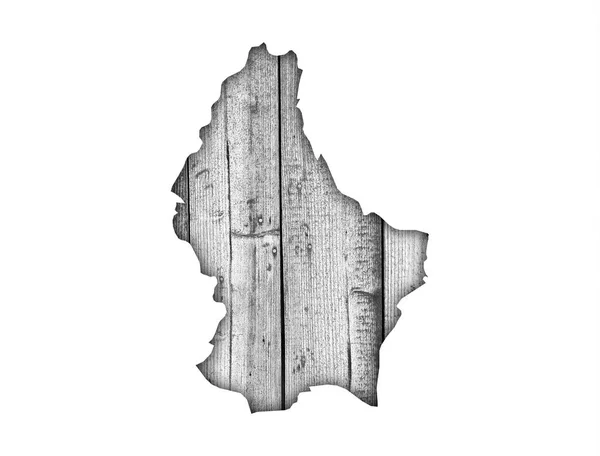 Map of Luxembourg on weathered wood — Stock Photo, Image