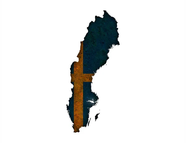 Mapa e Bandeira da Suécia — Fotografia de Stock