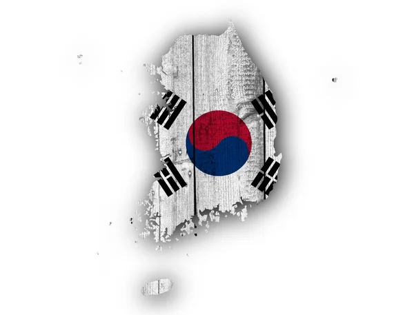 Harita ve Güney Kore bayrağı — Stok fotoğraf