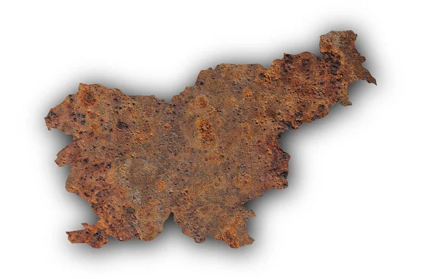 Mapa de Eslovenia en metal oxidado — Foto de Stock