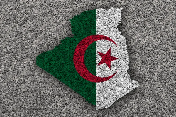 Kaart en vlag van Algerije op maanzaad — Stockfoto