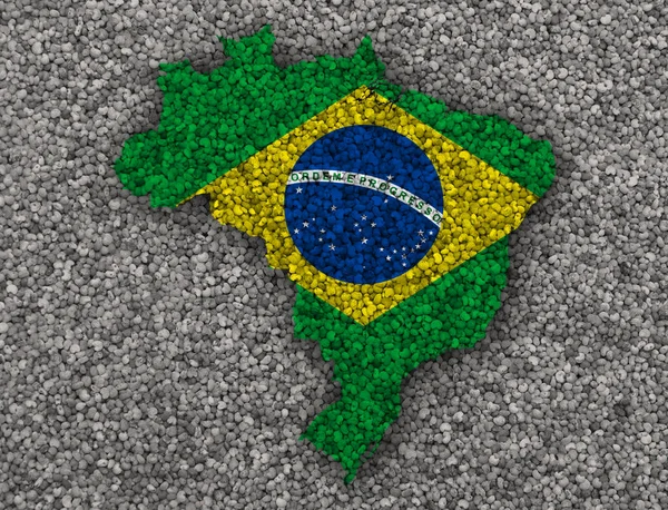 地図とケシの実でブラジルの旗 — ストック写真