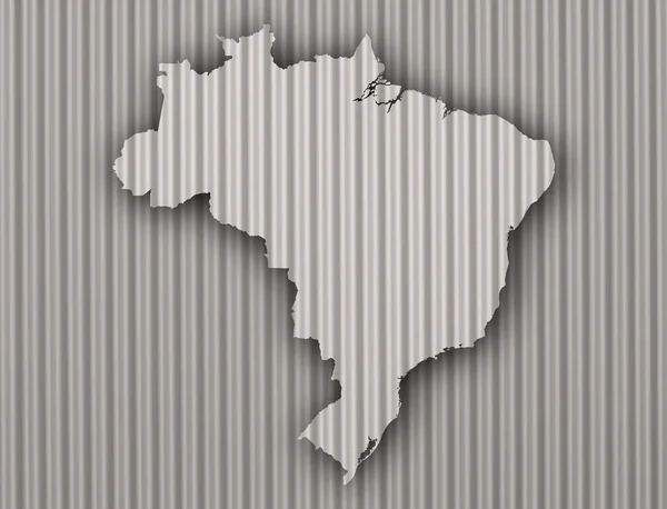 Mapa do Brasil sobre ferro ondulado — Fotografia de Stock