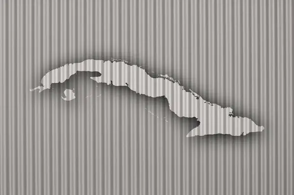 Küba haritası üzerinde oluklu demir — Stok fotoğraf